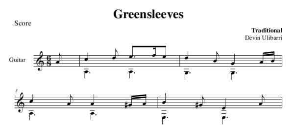 Greensleeves in A minor