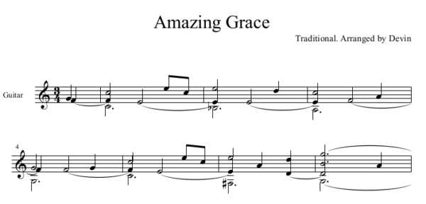 Amazing Grace in C Major