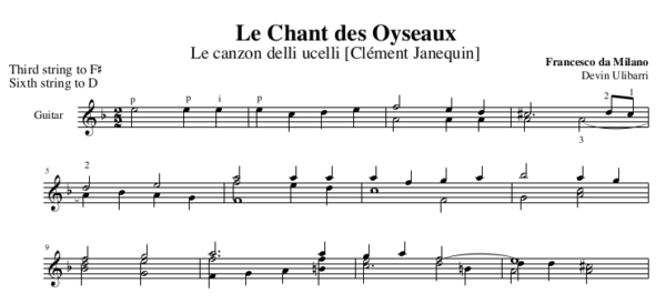 Le Chant des Oyseaux by Francesco da Milano