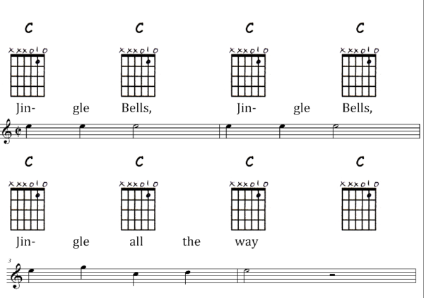 Jingle Bells with Music and Chord Charts sample