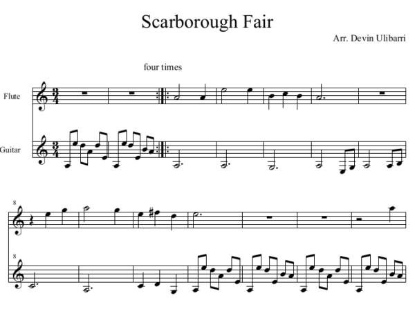 Scarborough Fair for Flute and Guitar